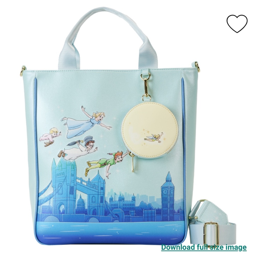 Loungefly Peter Pan You Can Fly Glow Tote Bag With Coin Bag